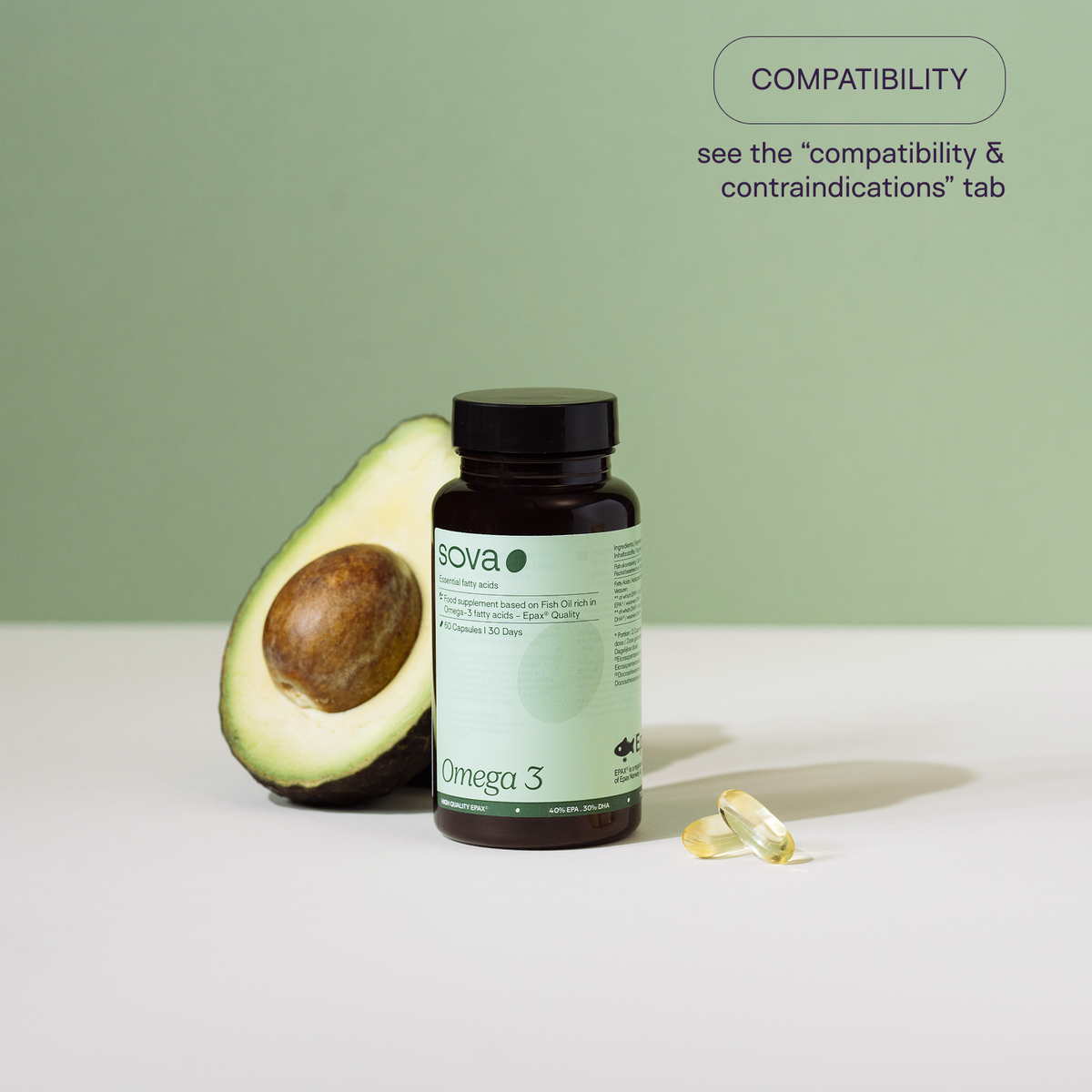 Omega 3 capsules with EPAX® fish oil, supporting inflammation and women’s health