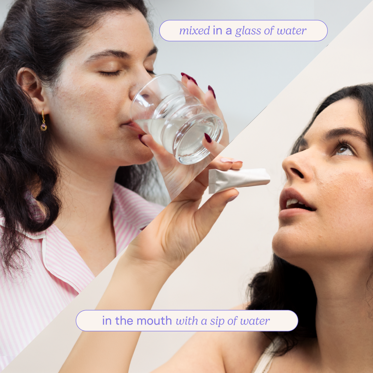 Ovastart myo inositol powder mixed in glass of water, dissolves easily, can also be taken in mouth with sip of water