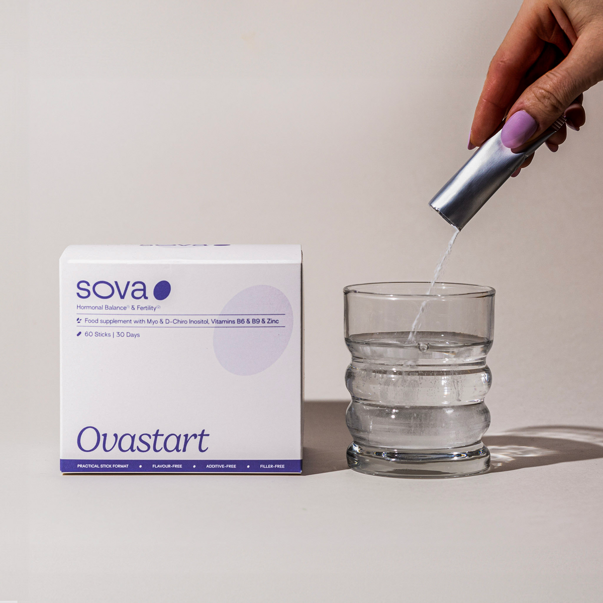 SOVA Ovastart PCOS supplement with Myo-Inositol, D-Chiro-Inositol, B9, B6 & Zinc